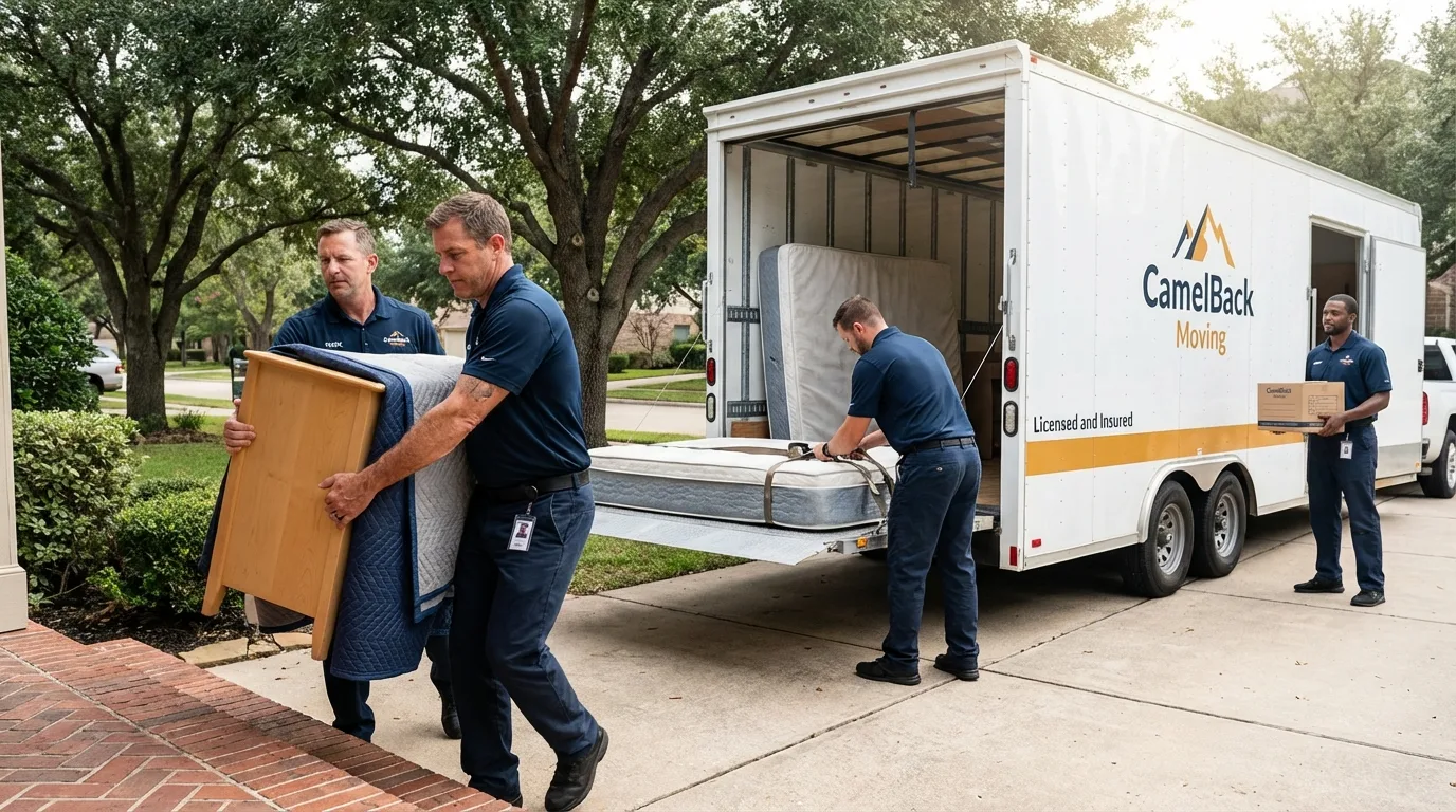 Crew loading residential truck for cross-state move from Graysville, AL